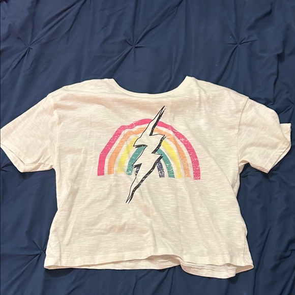 Jessica Simpson Cream Rainbow Lightning Crop Top - Picture 1 of 1